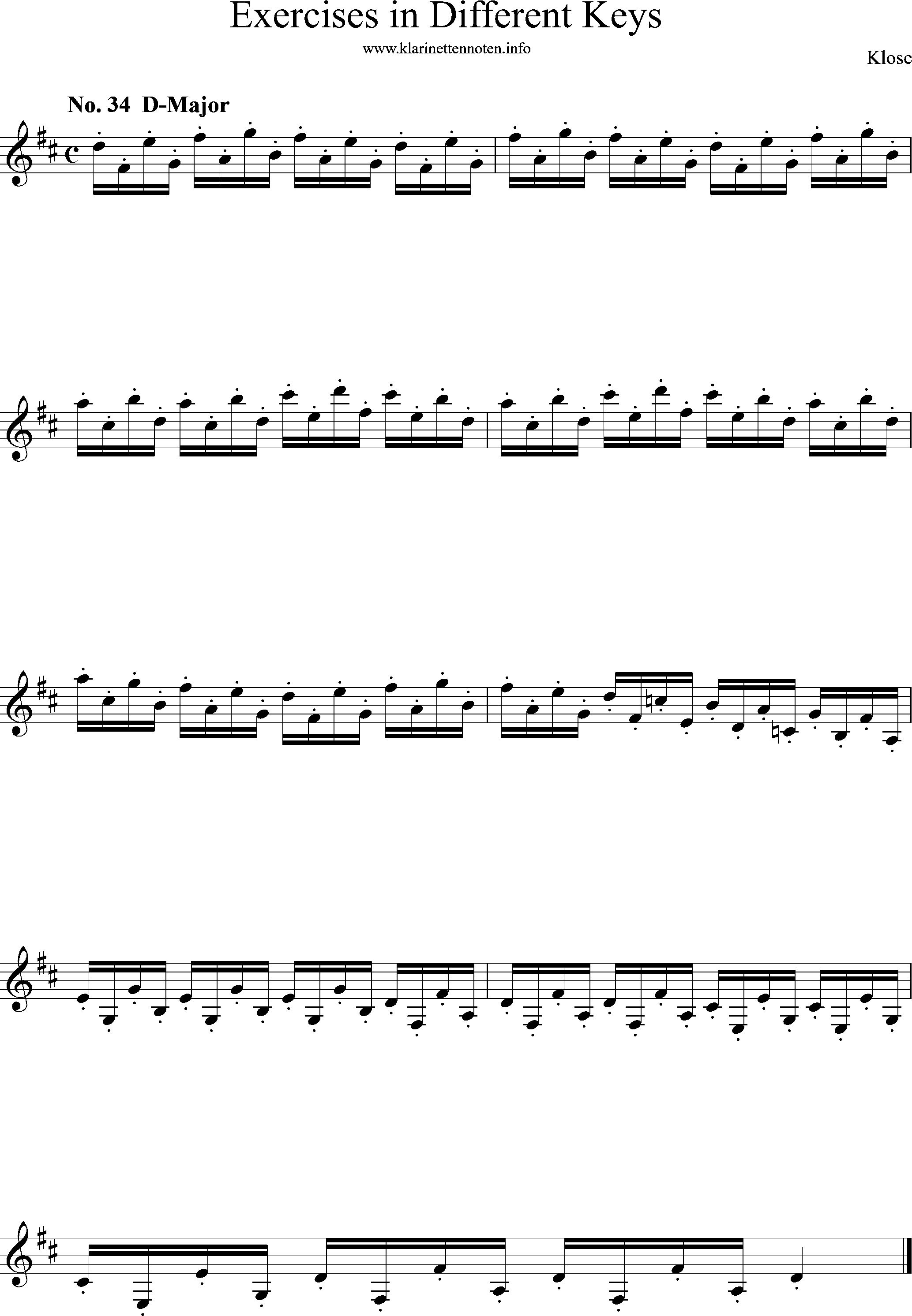 Exercises in Differewnt Keys, klose, No-34, D-Major